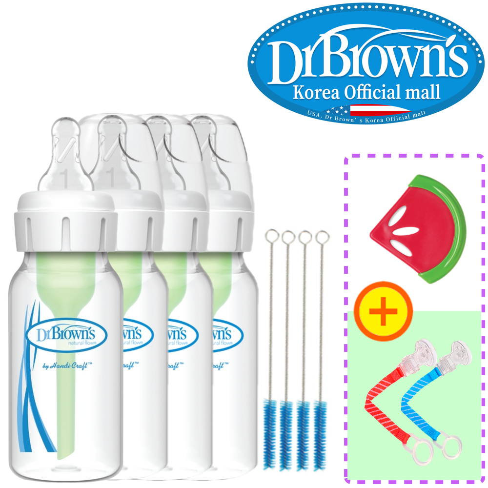 닥터브라운 오피셜 / PP 젖병 내로우넥 120ml 4개, 치발기 홀더 옵션선물