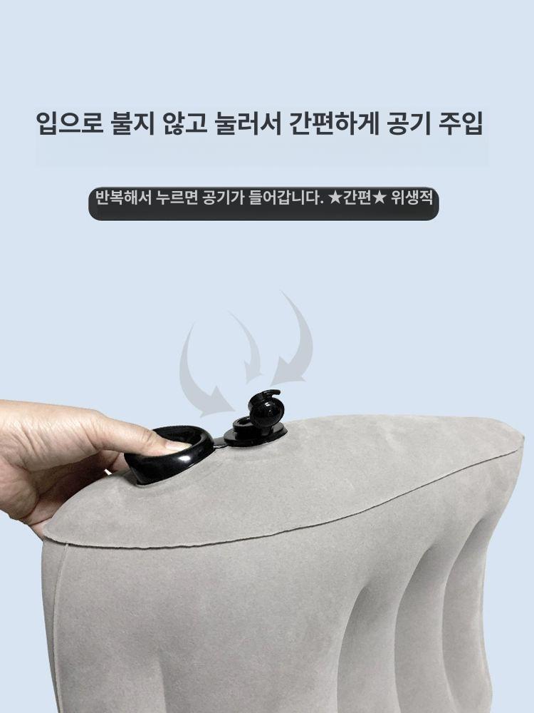 비행기 등받이 에어쿠션 받침 요추 기내 팽창식 여행용 그레이 - 상세 이미지 2