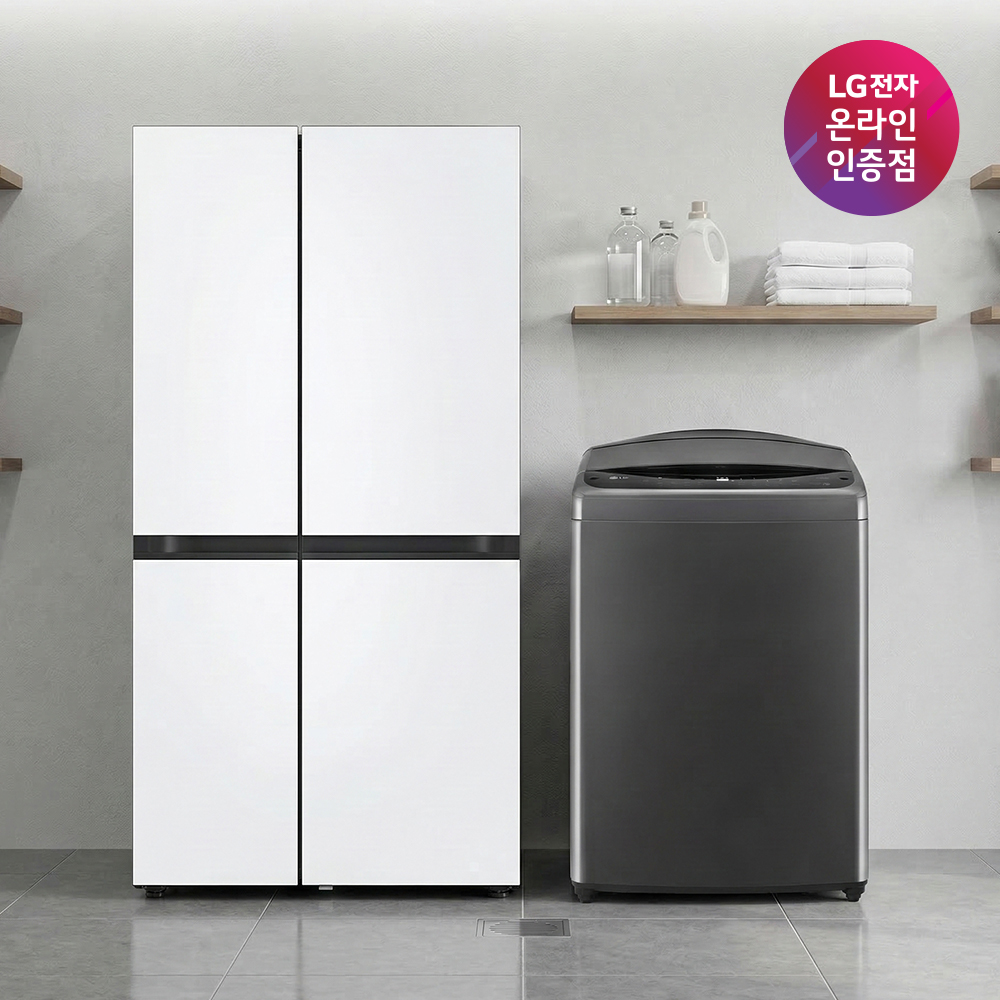 LG 디오스 AI 오브제컬렉션 냉장고 (양문형) + LG 통돌이 세탁기 세트 (S836MQQ012 + T19MX8A)