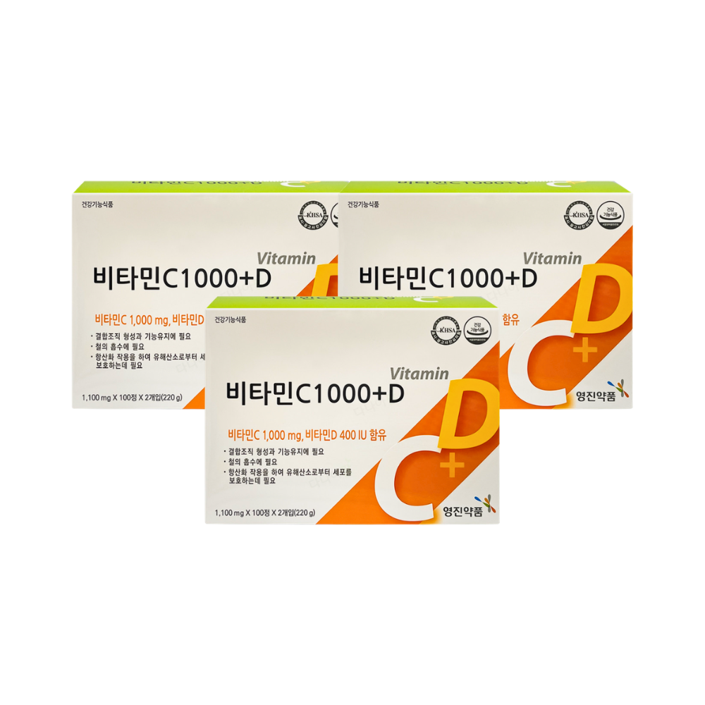 영진약품 비타민C 1000 플러스D 200정 x3개 (20개월분) - 상품 이미지