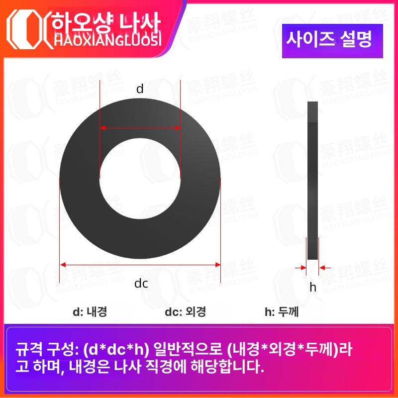 M20 M22 M24 탄소강 등급 8 8 고강도 검정색 플랫 와셔 DIN125 규격 볼트 M2x4.5x0.5 - 상세 이미지 3