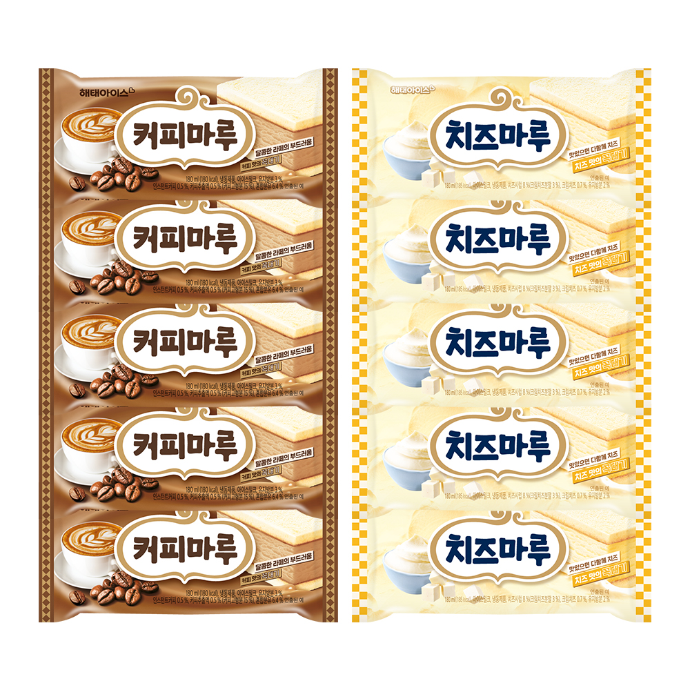 해태아이스 마루샌드 180ml 치즈 12개 + 커피12개 아이스크림 - 상품 이미지