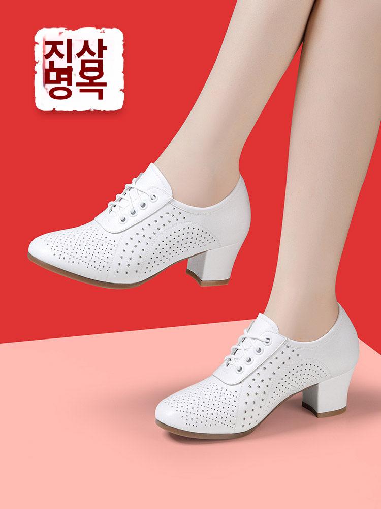 여성 라틴 댄스화 가죽 줌바 스포츠 슈즈 살사화 - 상세 이미지 3
