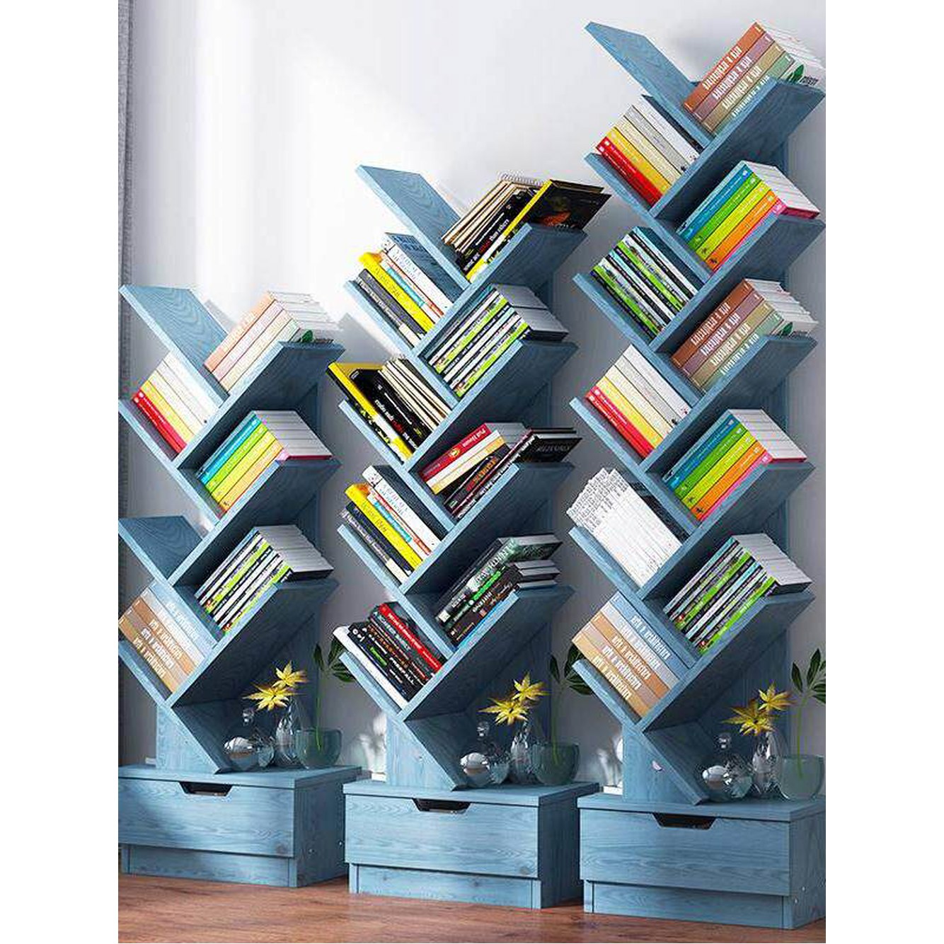 인테리어 북타워 책장 모던 책정리 우드 스탠딩 55cmx25cmx125cm 거실책장 1 웜 화이트 6단 - 상세 이미지 2