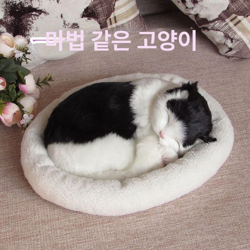 귀여운 장식소품 차량용 호흡하는 모형 고양이인형 잠자는 호흡하는 블랙 패턴 - 상세 이미지 2