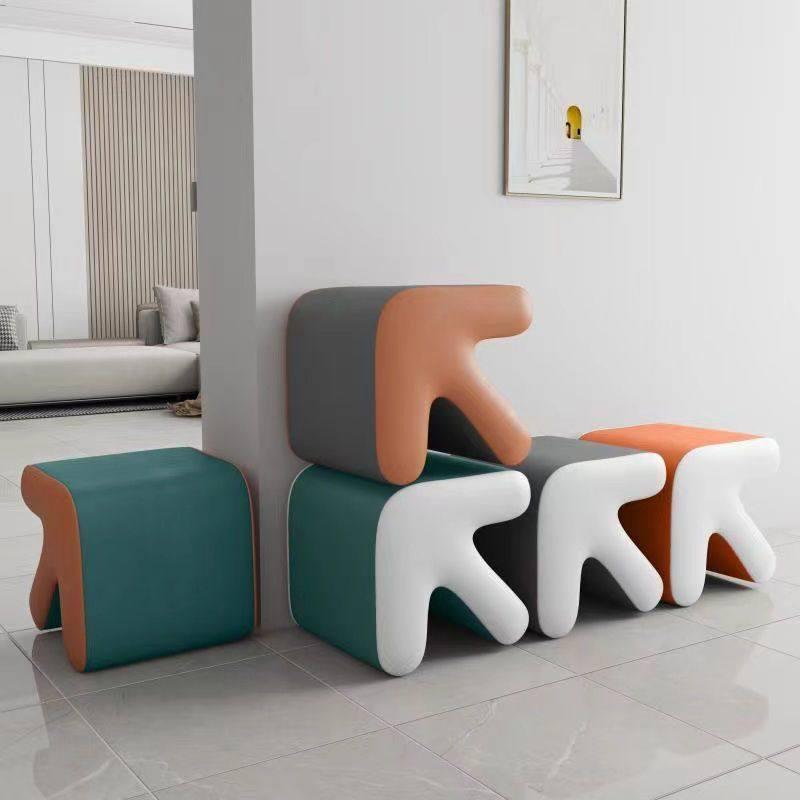 화살표 스툴의자 쇼파 디자인 안방 창의적 화장대 발받침 소형 35x32x35cm 그레이 오렌지 화살표 - 상세 이미지 2