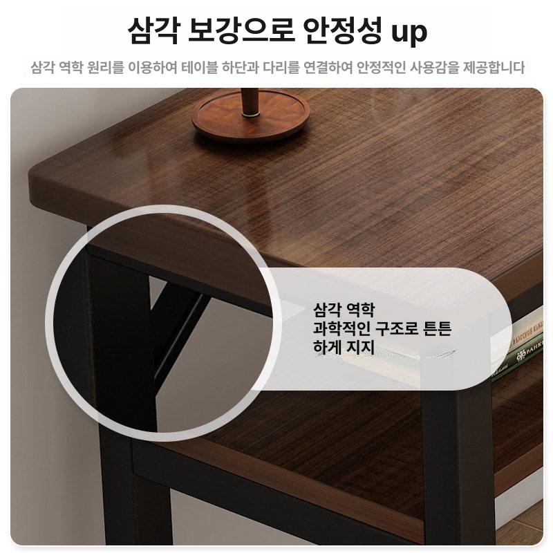사이드 좁고긴 긴테이블 슬림 창가 롱테이블 간이 책상 이중층 블랙오크 120cm - 상세 이미지 3