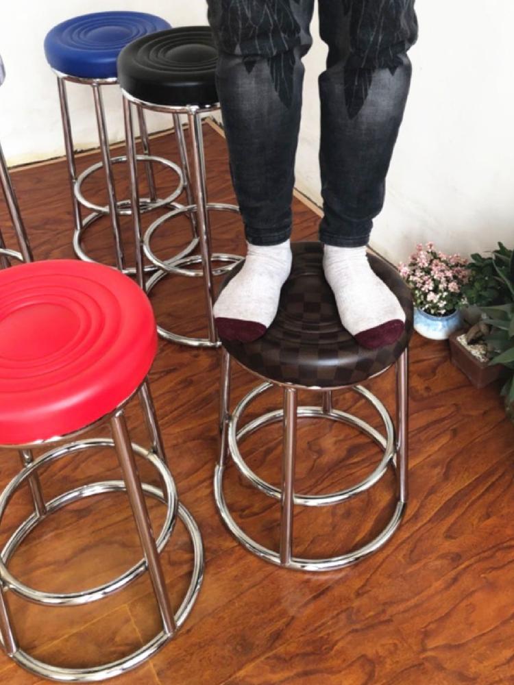 원형 의자 카운터 보조 철제 오락실 스툴 게임장 체어 가죽 스텐 원형의자 - 상세 이미지 3