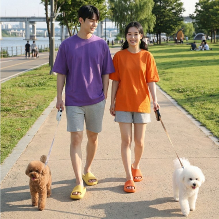 여성 사무실 회사 강아지산책 발편한 푹신한 쿠션 슬리퍼 - 상품 이미지