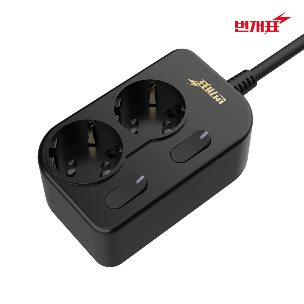 번개표 국산 멀티탭 과부하차단 고용량 멀티콘센트 블랙(통합+개별스위치), 6구, 1.5m 이미지 2