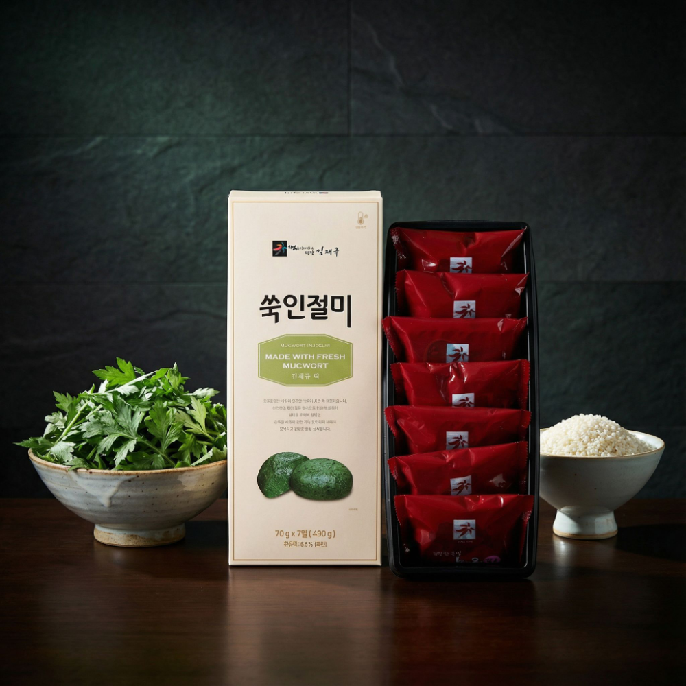 김재규명장 제주바닷바람 쑥인절미 490g - 상품 이미지