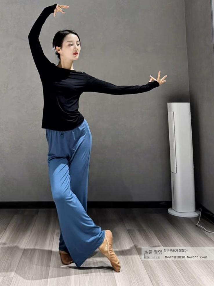 여성 댄스복 치랭스 댄스바지 무용 라인댄스 팬츠 스커트 카키 손가락 커버 상의 (사진보다 더 어두움) S - 상세 이미지 2