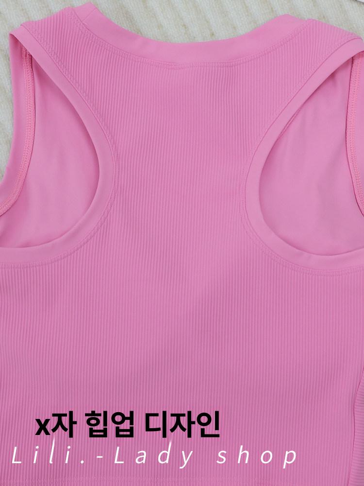 필라테스 나시 브라탑 민소매 요가 홈트 탱크탑 폴웨어 스포츠탑 14 - 상세 이미지 4