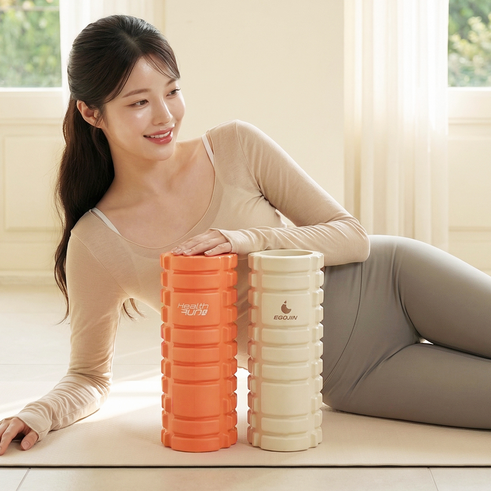 이고진 폼롤러 근육마사지 돌기형 미니 하드 홈트 종아리 스트레칭 33cm, 베이지 - 상세 이미지 3