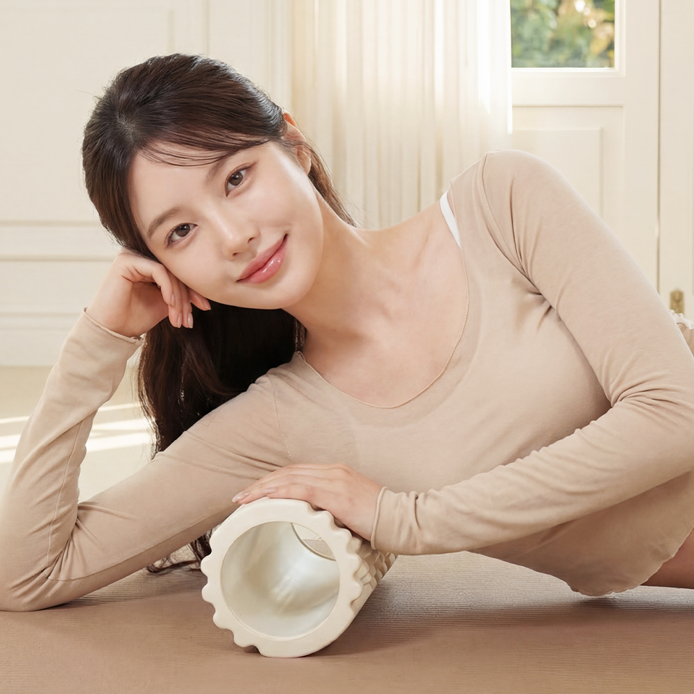 이고진 폼롤러 근육마사지 돌기형 미니 하드 홈트 종아리 스트레칭 33cm, 베이지 이미지 7