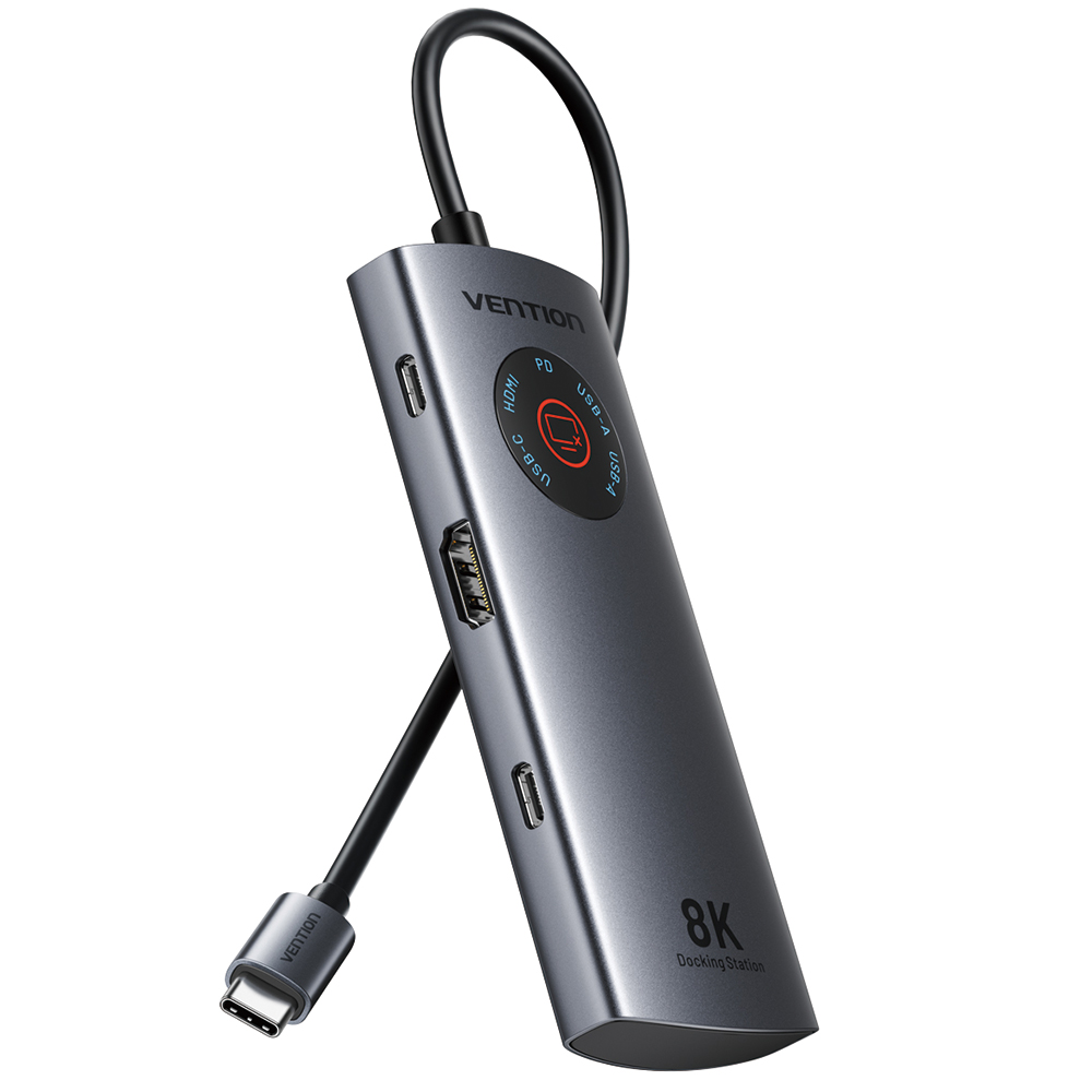 벤션 C타입 8K HDMI PD USB 멀티 허브 도킹스테이션 TQX, 미러링 터치 On Off 사생활 보호기능 - 상품 이미지