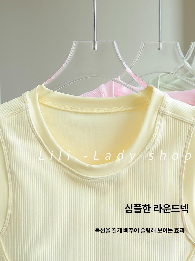 필라테스 나시 브라탑 민소매 요가 홈트 탱크탑 폴웨어 스포츠탑 15 - 상세 이미지 3