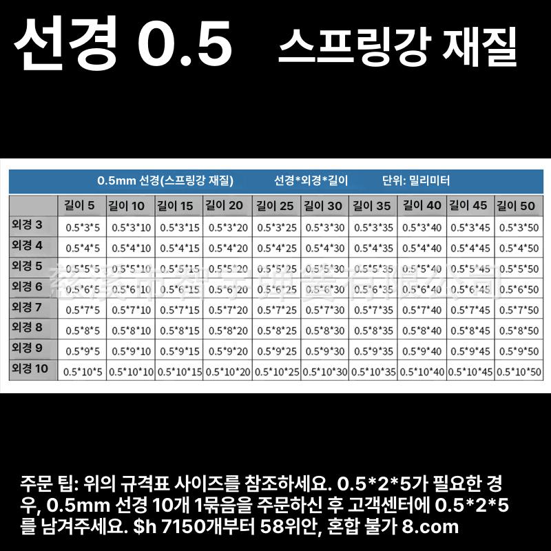 압축스프링 산업용 직경 특수 강철 재질 고하중 고강도 내구성 강한 정밀 중장비 엔진용 와이어 직경이 0.3mm 인 탄소강 10 팩 이미지 8