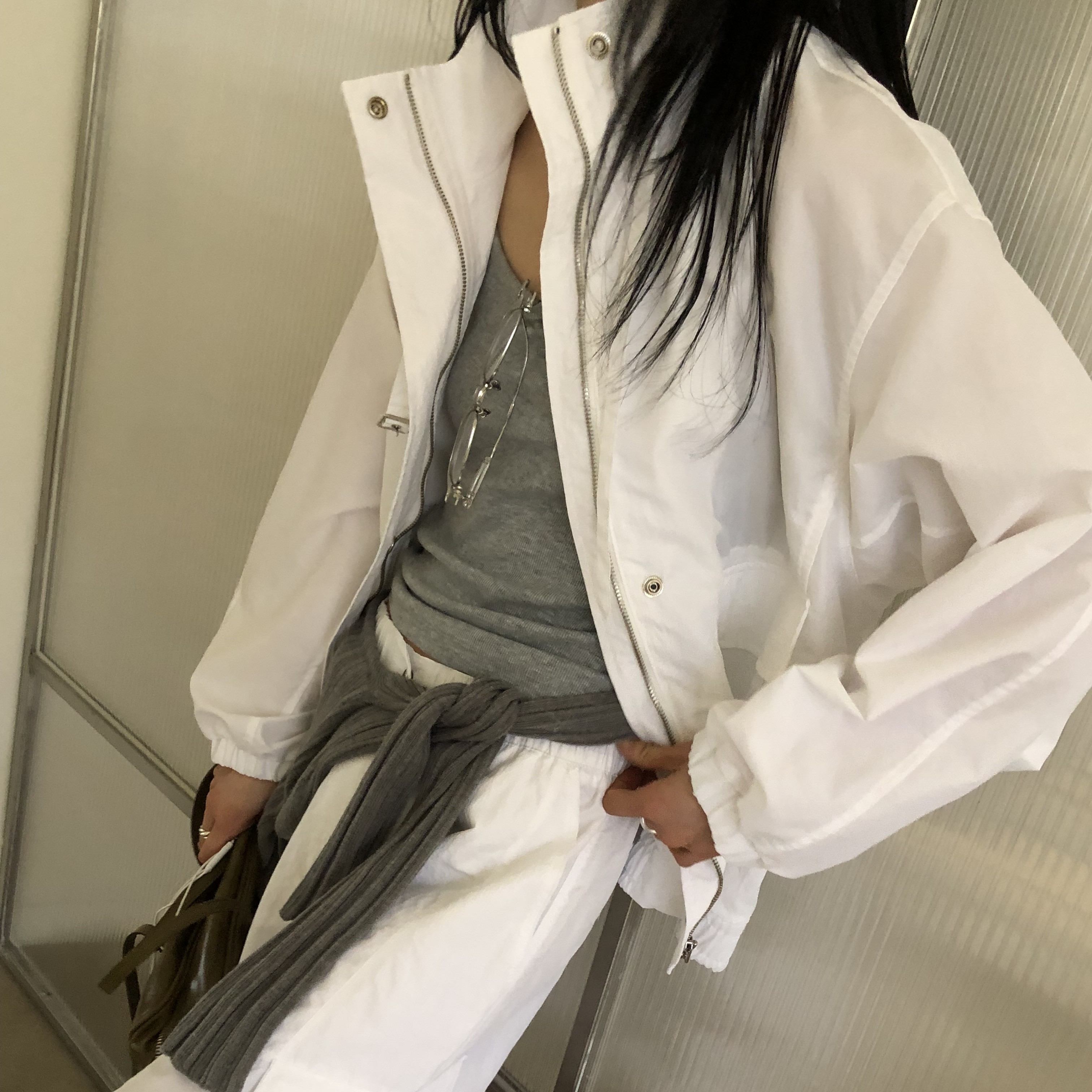 여성 스탠딩카라 나일론 점퍼 봄 간절기 블루종 바람막이 - 상세 이미지 3