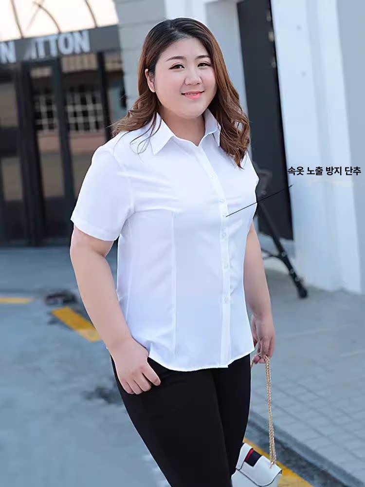 여성 빅사이즈 정장 긴팔 화이트 흰색 셔츠 남방 블라우스 고도비만 과체중 - 상세 이미지 5