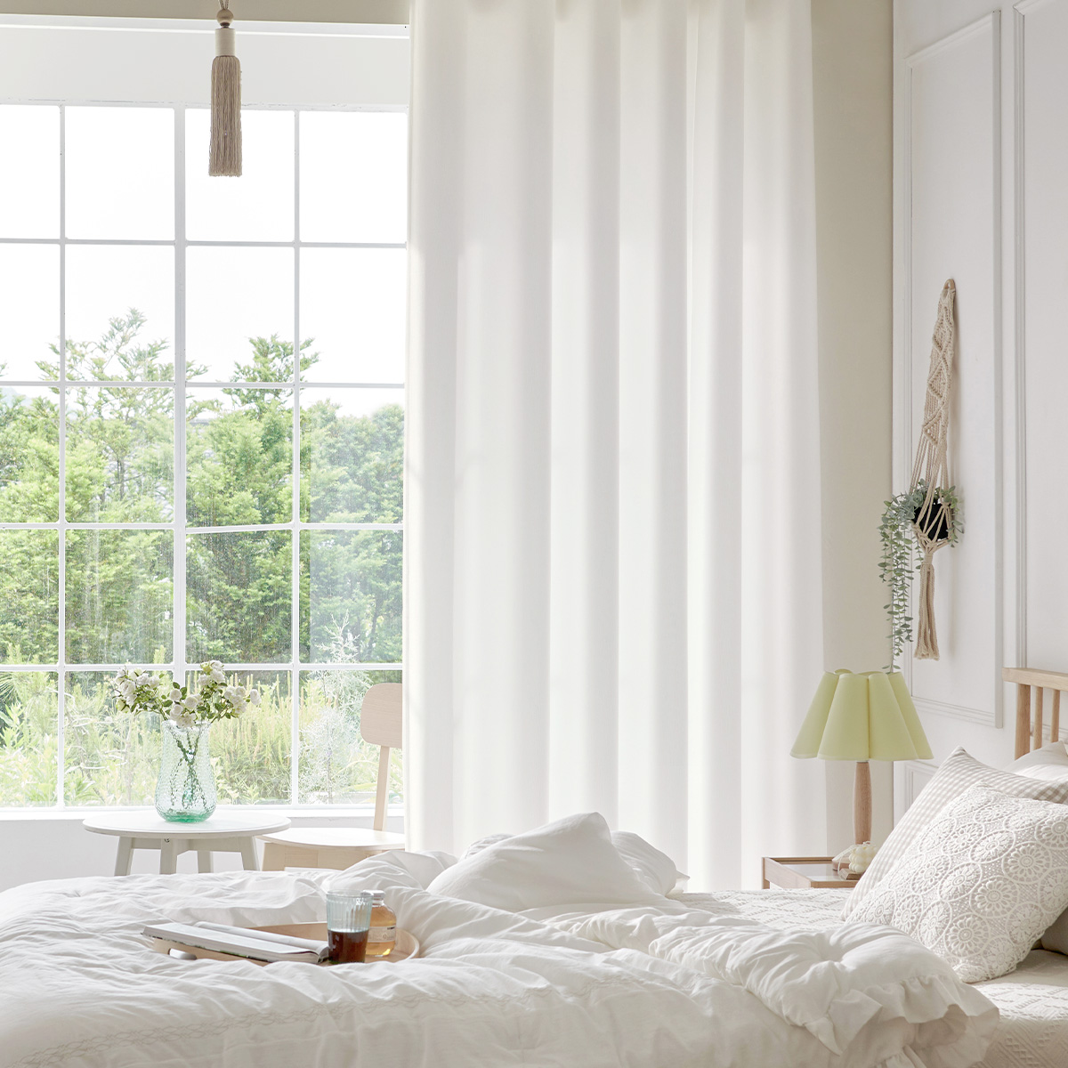 스마트 암막커튼 형상기억 거실 창문 복층 아일렛 핀형 쉬폰 맞춤제작커튼 나비주름75x180