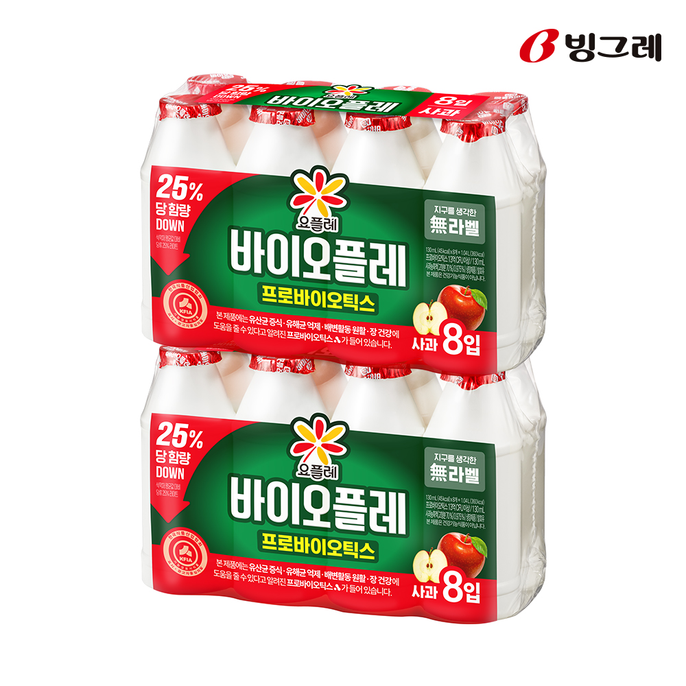 빙그레 요플레 바이오플레 사과, 130ml, 16개 - 상품 이미지