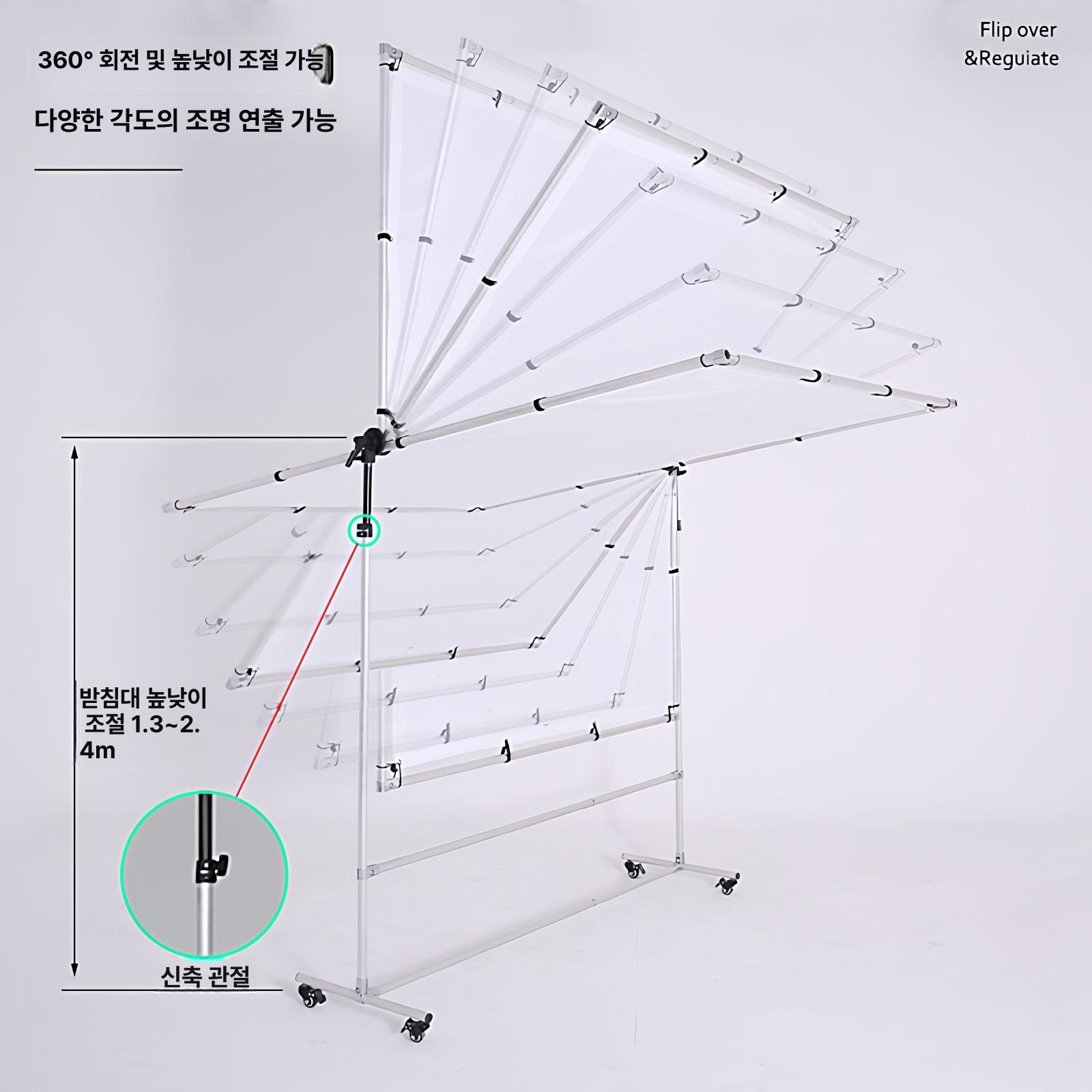 촬영 영상 대형 반사 시트지 리플렉터 판 거치대 스탠드 이동식 높이조절 1.9x2.4m - 상세 이미지 2
