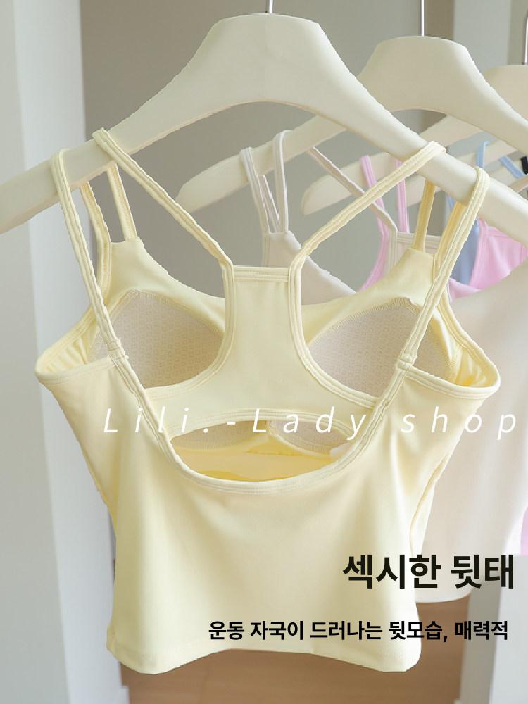 필라테스 나시 브라탑 민소매 요가 홈트 탱크탑 폴웨어 스포츠탑 36 - 상세 이미지 5