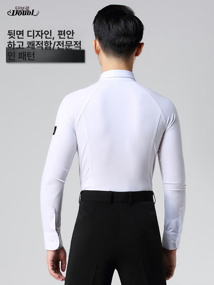 댄스복 상의 남성 공연 S 슬림 사교 스포츠 셔츠 라틴 블랙 S - 상세 이미지 5