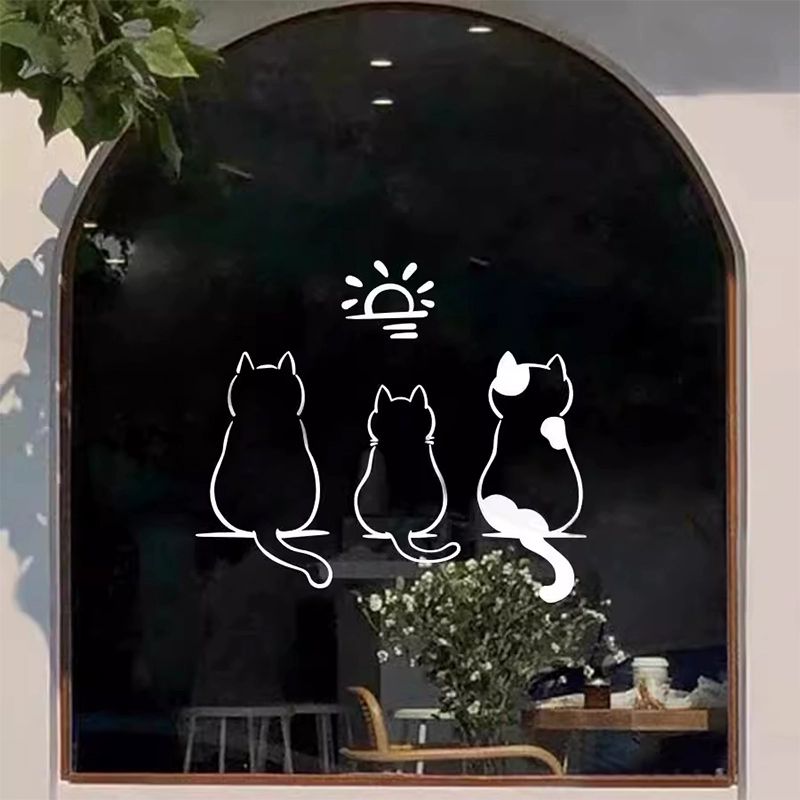 까페 고양이 데코 스티커 유리문 창문 시트지 인테리어 - 상세 이미지 4