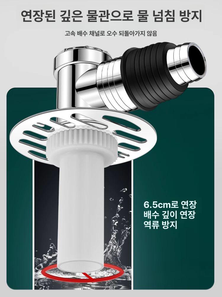 트랩정리 세탁기 배수구 연결캡 배수관 하수구 3구 호스 A 단일 곡선 - 상세 이미지 3