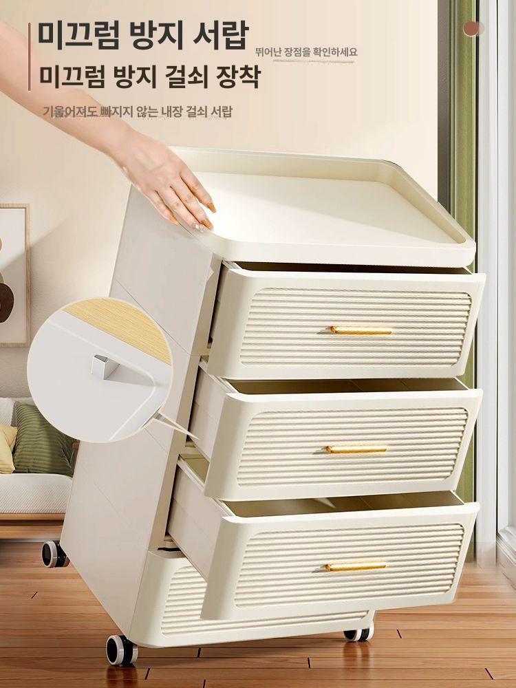 서랍정리함 옷수납장 플라스틱 원룸 멀티박스 조립식 의류 크림화이트 [35cm 폭] 기본 설치 3 칸 - 상세 이미지 5