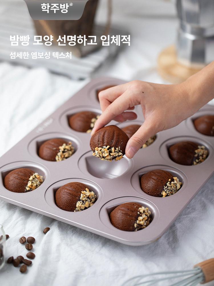 성형 홈머핀팬 12구 레이어 페이스트리 쿠키 밤 빵 케이크 몰드 논스틱 버터떡 전용 몰드 - 상세 이미지 2