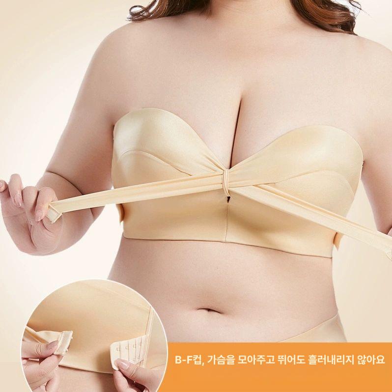 빅사이즈 여성 노와이어 심리스 튜브탑 브라 - 상세 이미지 3