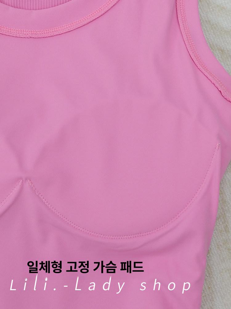 필라테스 나시 브라탑 민소매 요가 홈트 탱크탑 폴웨어 스포츠탑 14 - 상세 이미지 3