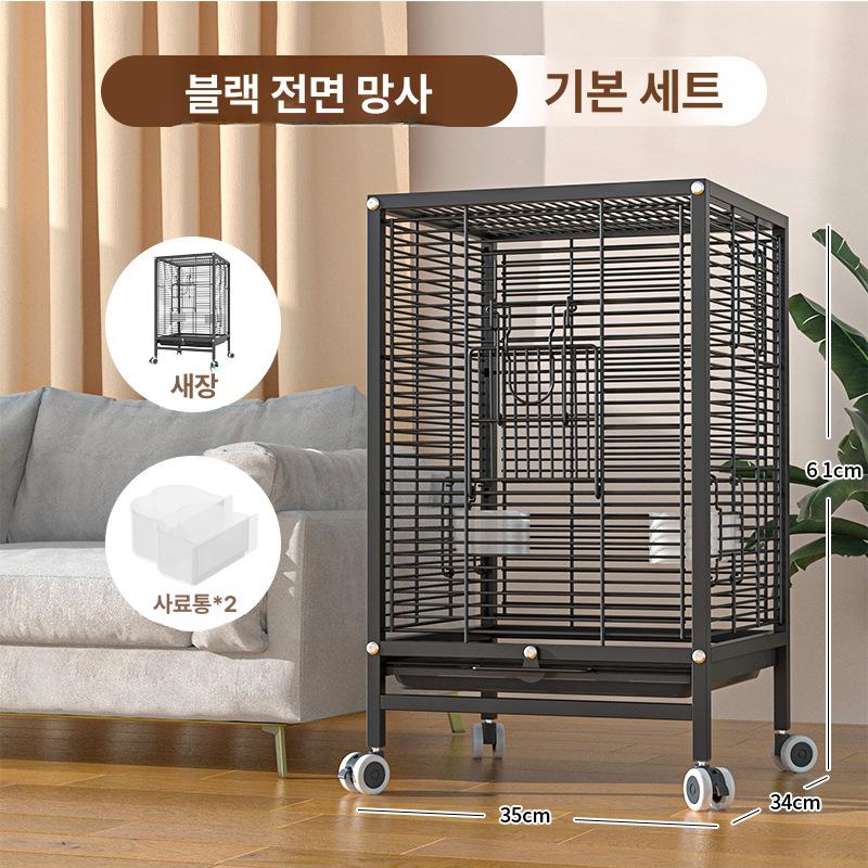대형새장 앵무새 케이지 중대형 다층 분리형 이동식 바퀴 튼튼한 고급 철제 타워형 새집 패턴이 있는 홈 스타일의 두꺼운 케이지 블루 이미지 7