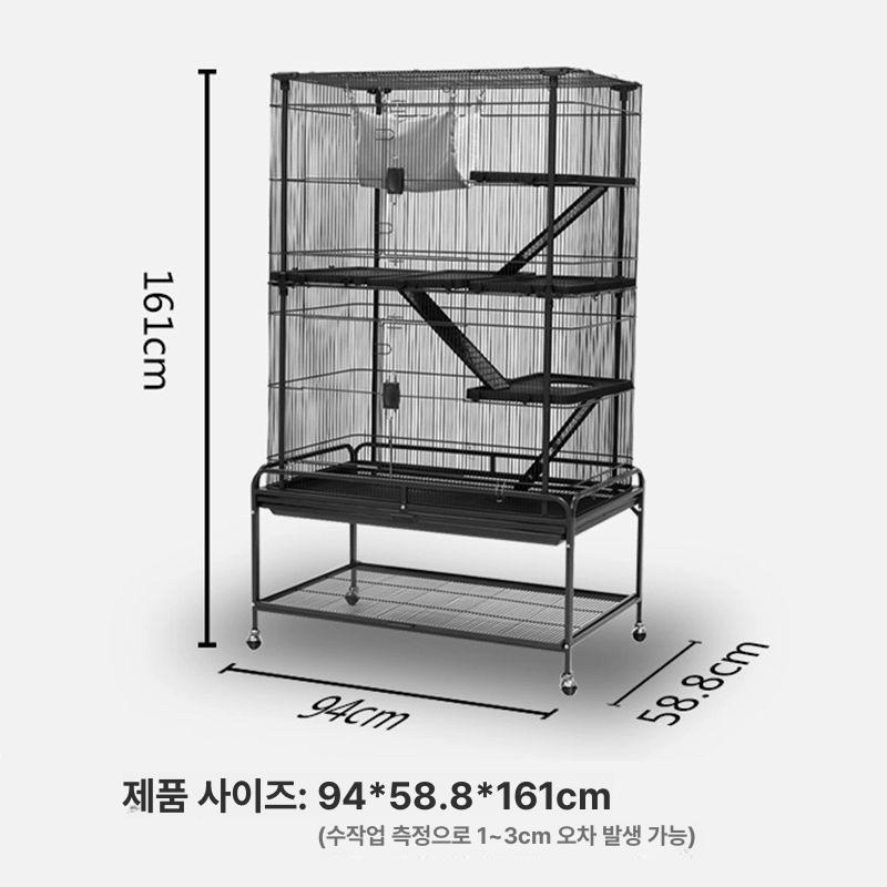 대형 새장 날림장 이동식 사육장 슈가글라이더용 친칠라용 무광블랙 - 상세 이미지 4