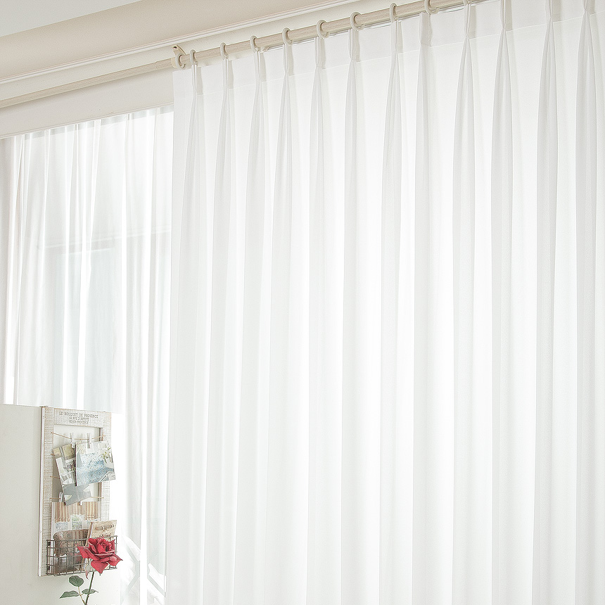 프리미엄 도톰 쉬폰커튼 화이트 이음선없는 나비주름 맞춤제작 높이260이하