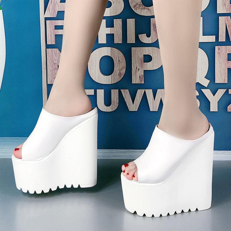 통굽슬리퍼 웨딩촬영 가보시구두 15cm 18cm 화이트 웨딩슈즈 블랙 - 상세 이미지 2