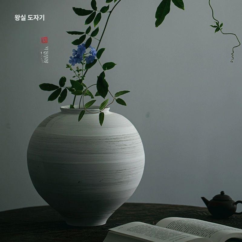 대형 달항아리 도자기화병 꽃꽃이 인테리어오브제 월광 문라이트 아이스 실크 [대형] - 상세 이미지 5