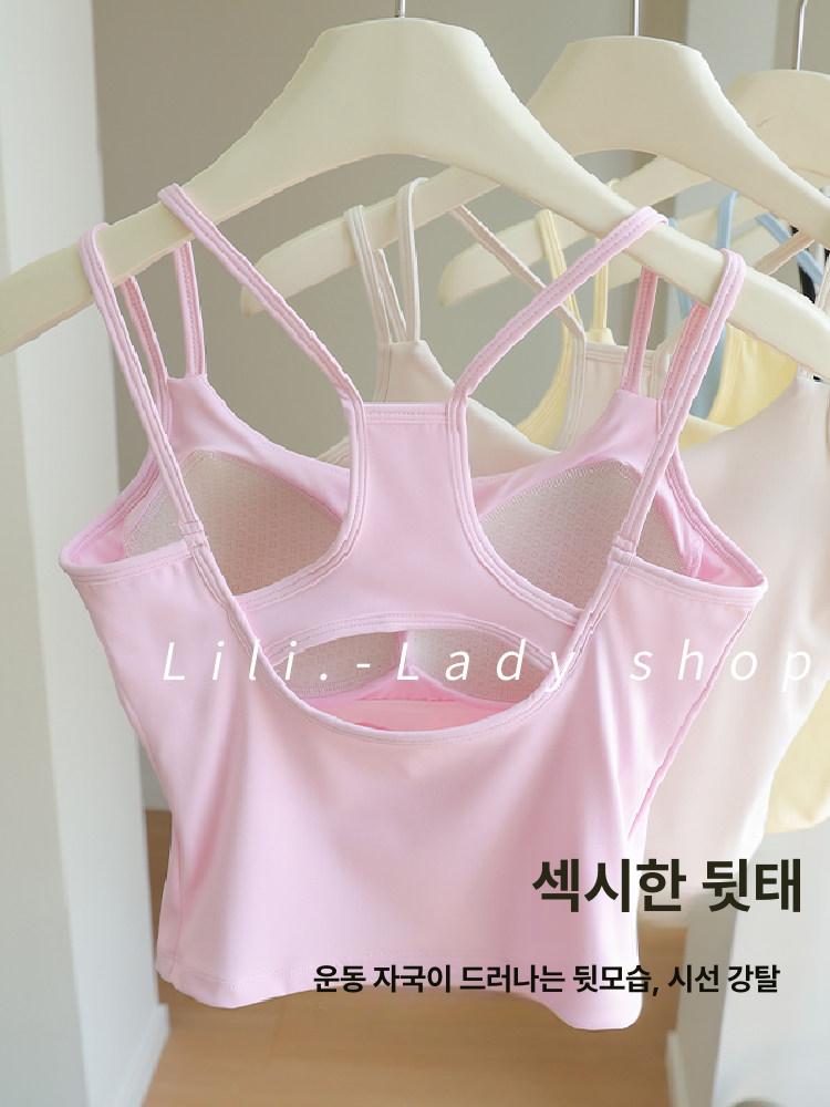 필라테스 나시 브라탑 민소매 요가 홈트 탱크탑 폴웨어 스포츠탑 05 - 상세 이미지 5