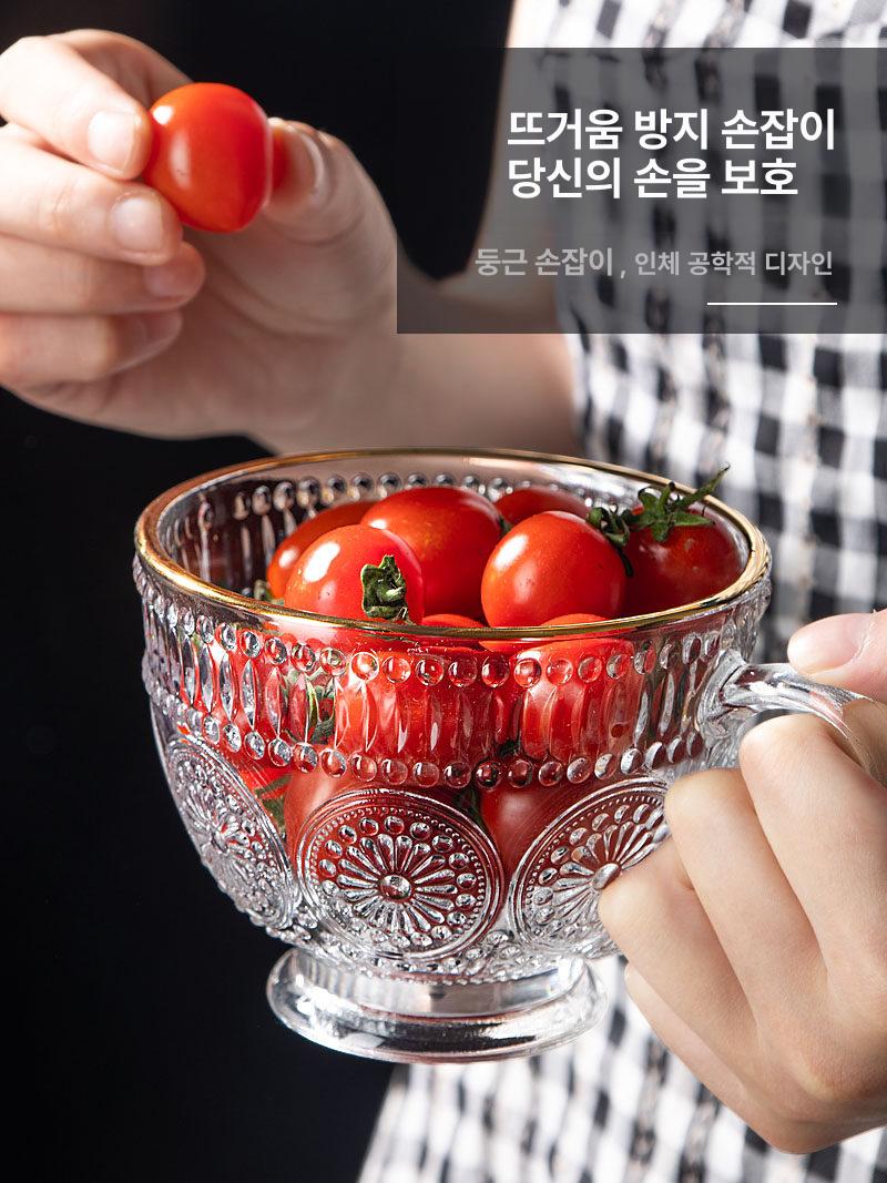 대형 유리 머그컵 골드 카페 내열 커피잔 시리얼컵 앰버 컵 450ml - 상세 이미지 4