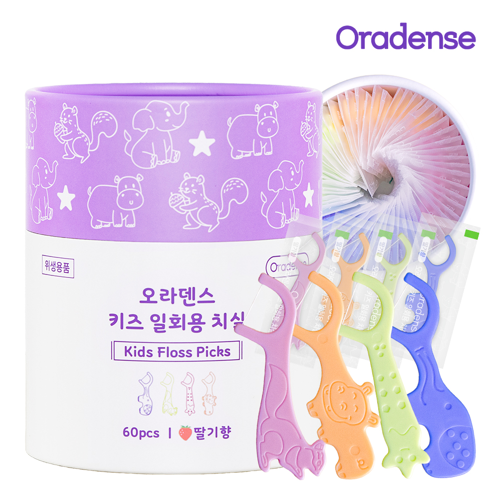 오라덴스 개별포장 키즈 일회용 치실 Y형, 60개입