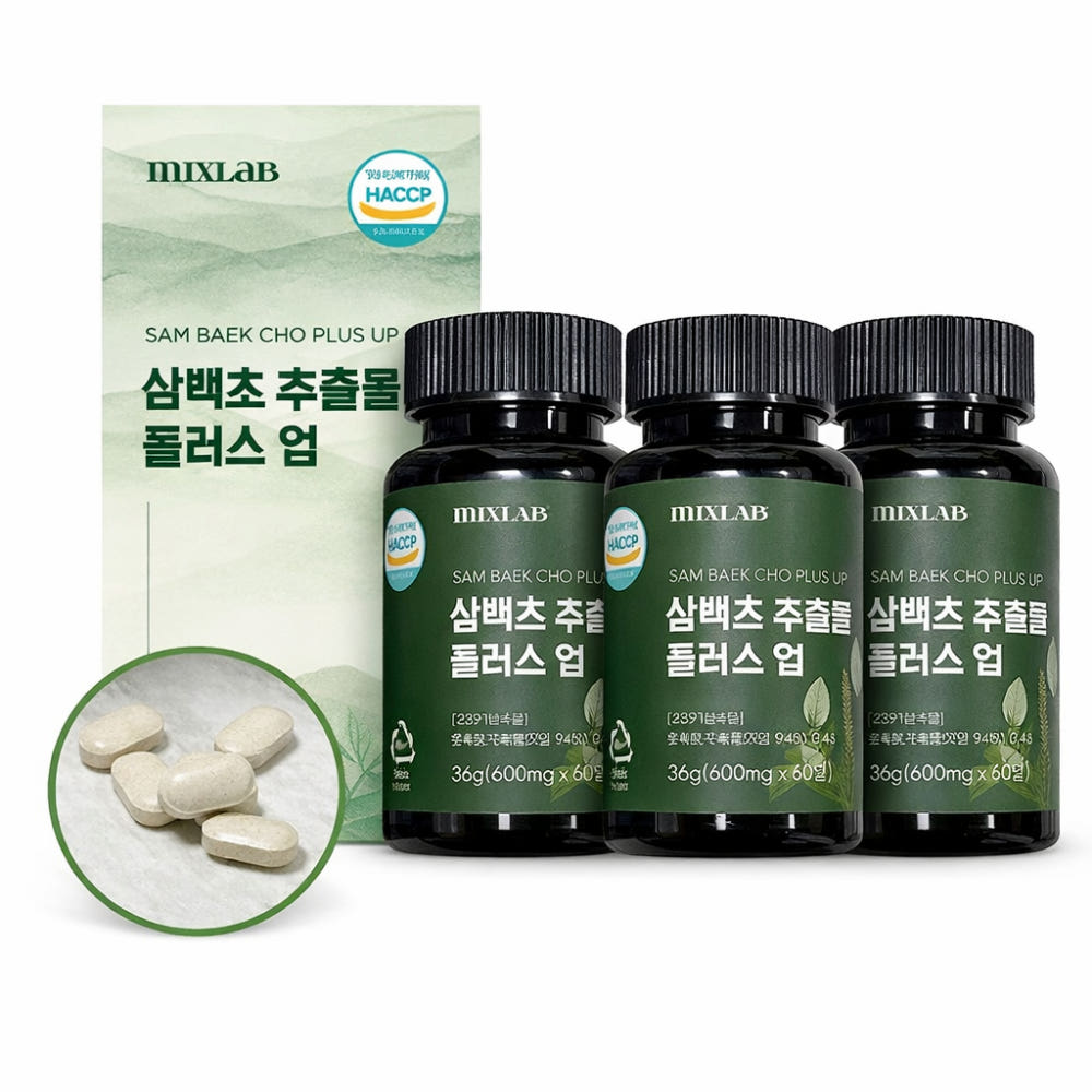 믹스랩 코엔 삼백초 추출물 효능 퀘스세틴 정 국내산 삼백초 94% 600mg 60정, 3개 - 상품 이미지