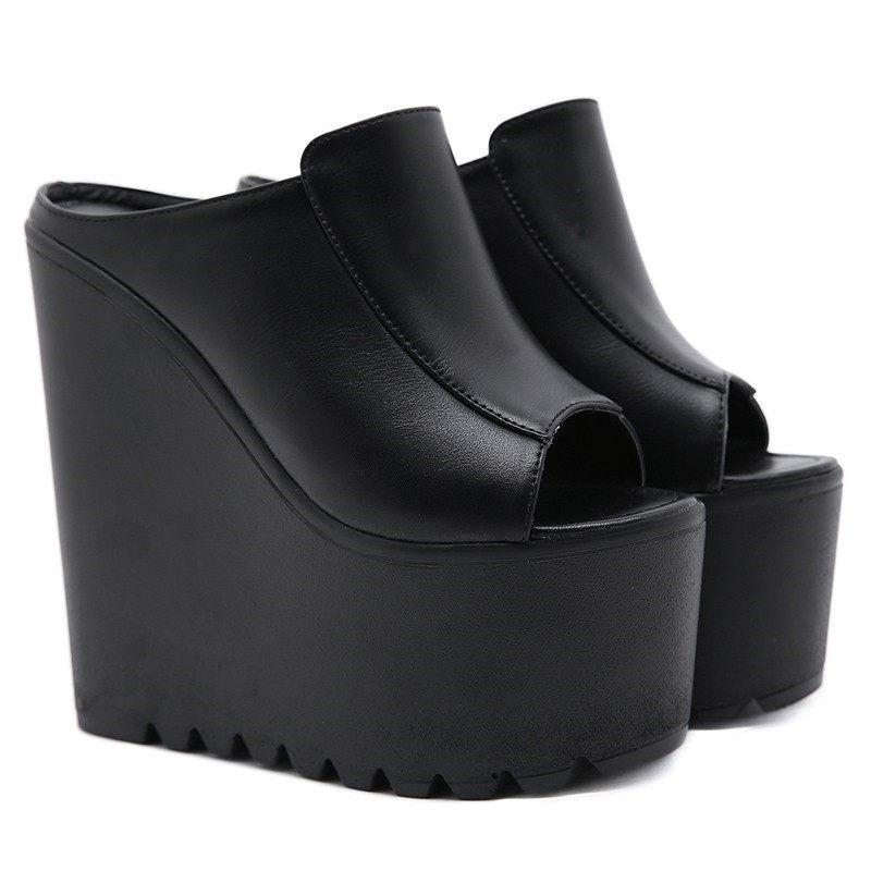 통굽슬리퍼 웨딩촬영 가보시구두 15cm 18cm 화이트 웨딩슈즈 블랙 - 상세 이미지 5