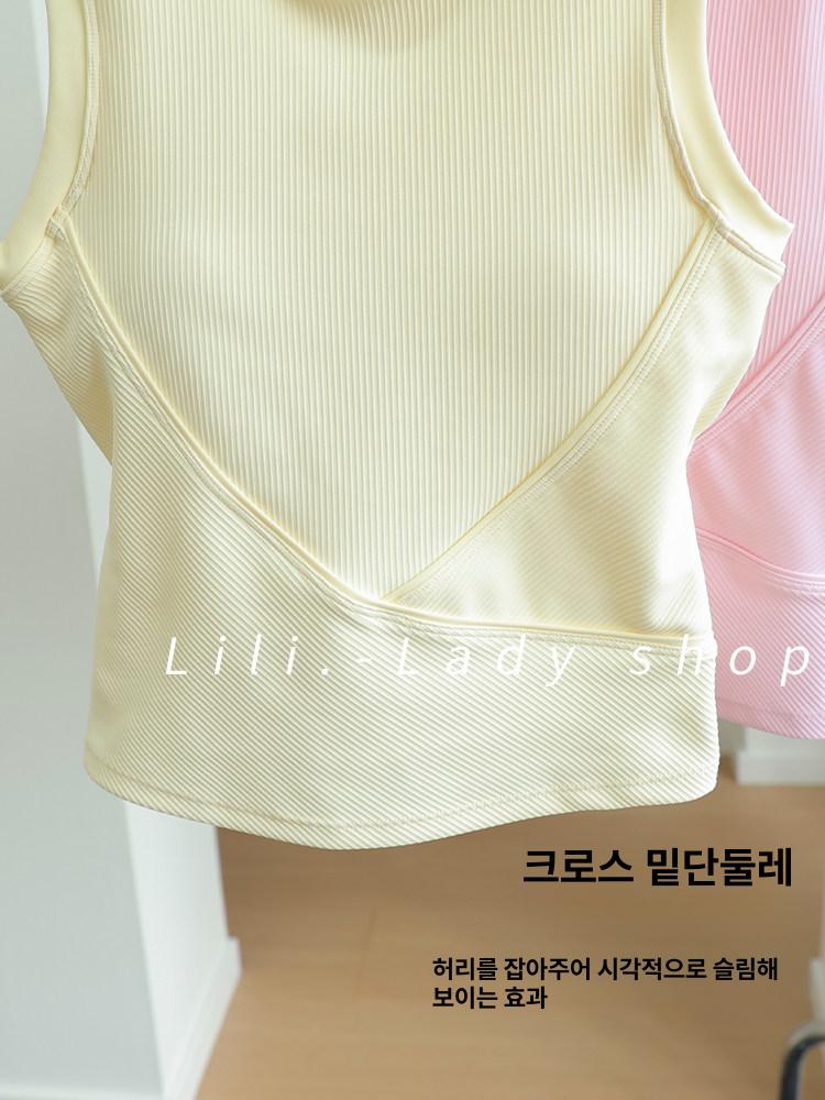 필라테스 나시 브라탑 민소매 요가 홈트 탱크탑 폴웨어 스포츠탑 15 - 상세 이미지 5