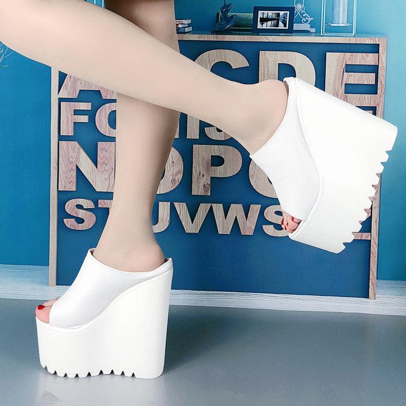 통굽슬리퍼 웨딩촬영 가보시구두 15cm 18cm 화이트 웨딩슈즈 블랙 - 상세 이미지 4