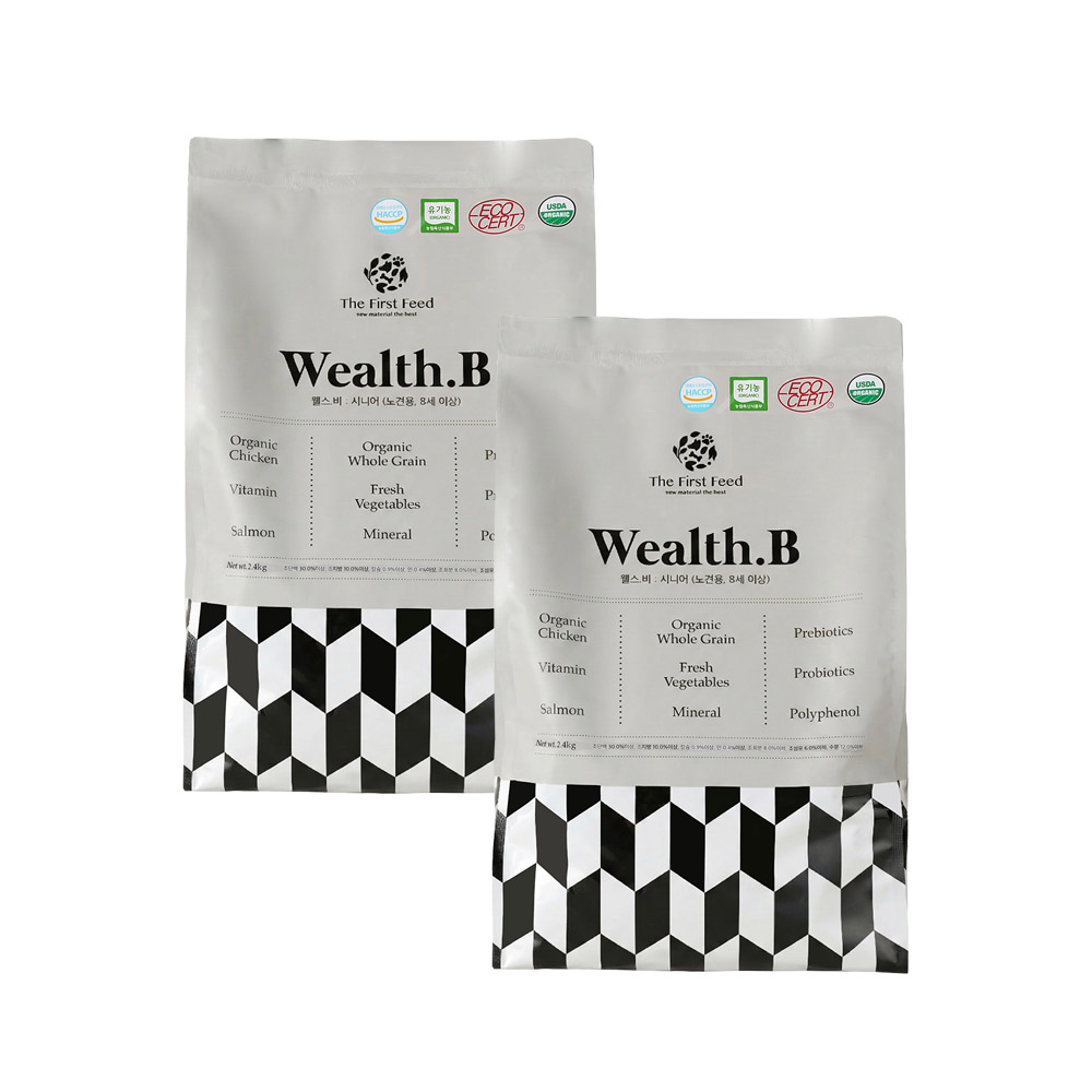 웰스비 가수분해 저알러지 눈물 피부 장건강 95%유기농 사료 시니어, 2.4kg, 2개 - 상품 이미지