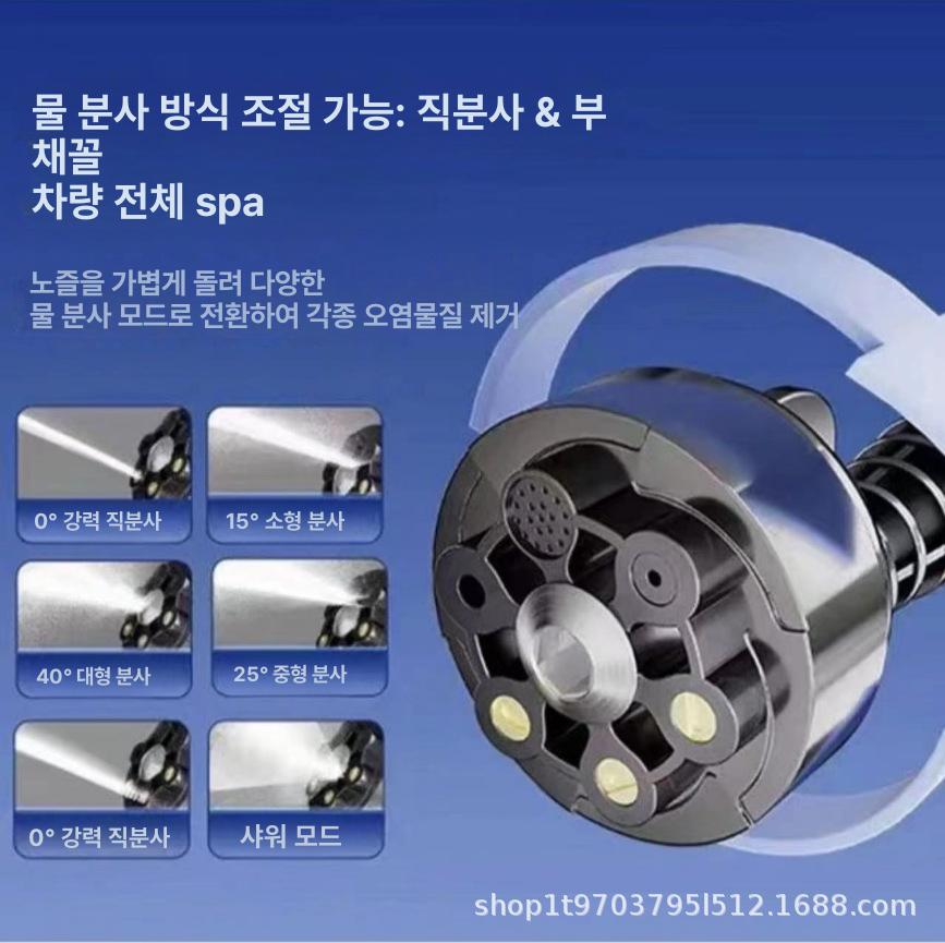 자동차 고압 세차건 60Bar 충전식 무선 배터리 스프레이 노즐 폼건 워터건 정원 다용도 8106 고압 물총 + 단일 배터리 3 개 + 전자상거래 포장 - 상세 이미지 2