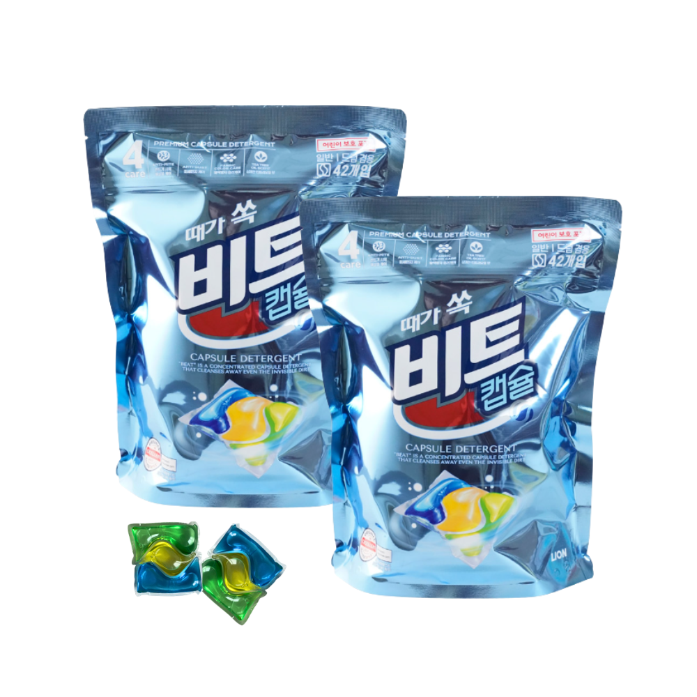 비트 캡슐세제 4in1 티트리향 일반드럼겸용 42개입 x2개 - 상품 이미지